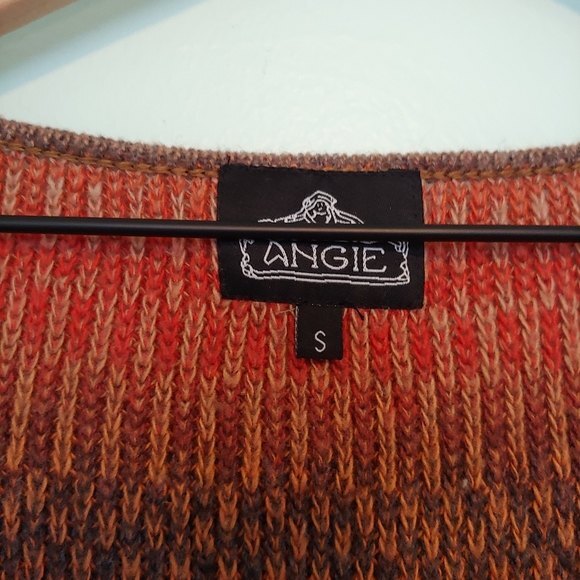 Angie Multicolor Fall Colors Open Front Long Line Cardigan Size Small - Picture 4 of 6